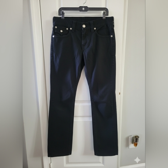 True Religion Section Straight Leg Jeans with Flap Pockets Black Size 32 Waist